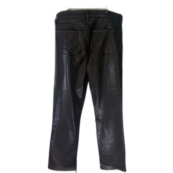 Paige Cindy Coated High Rise Straight Jeans Brown Size 31 Chic Night Out - Picture 7 of 12